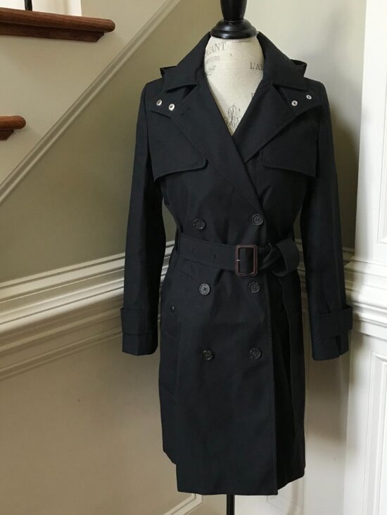 NWT JCREW NEW Icon Trench Coat Womens 4 P Petite Black Hooded Belt Jacket BF458 - Picture 5 of 12